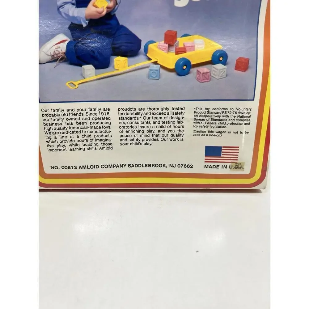 Vintage NOS Amloid Wagon Load O’ Blocks Sealed Plastic Wagon Toy
